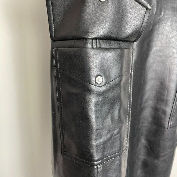 Aritzia Wilfred Free Modern Cargo Vegan Leather High Rise Button Fly Pant 0 - Picture 5 of 12